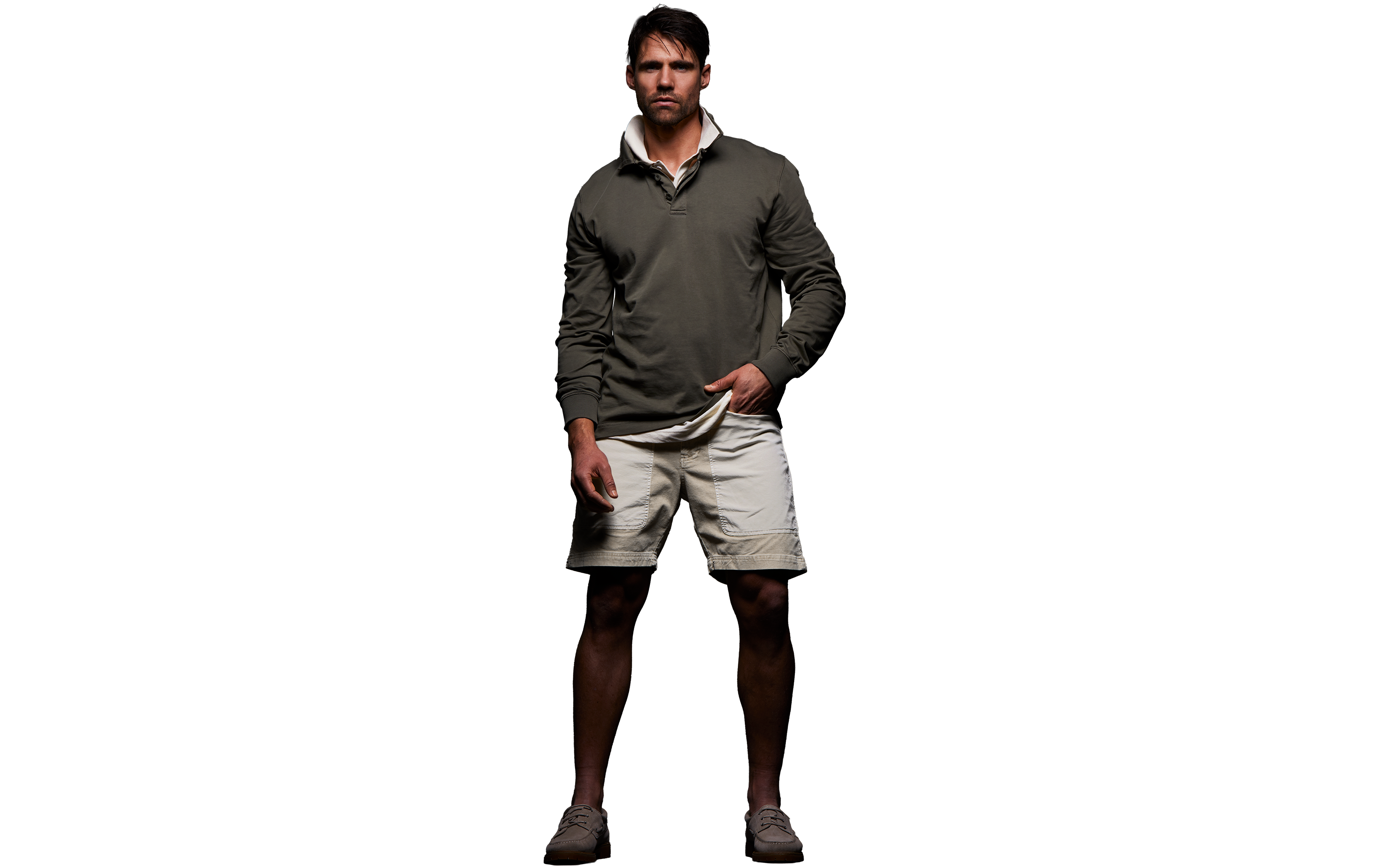 BLOCKED CORDUROY SHORTS